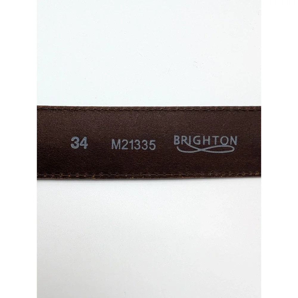 Brighton M21335 Braided Leather Belt Size 34 Brown Full Grain Silver Buckle